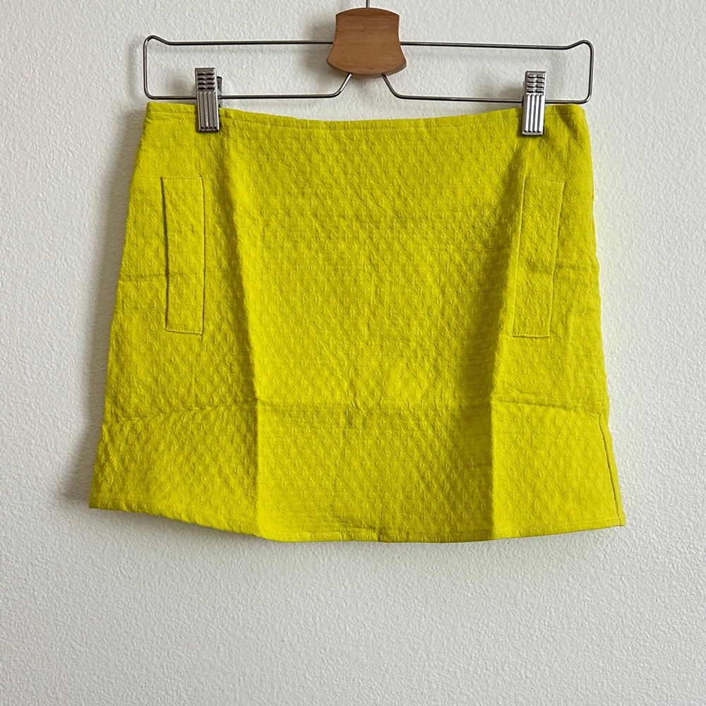 Motel Rocks Neon Yellow Diamond Textured Mini Skirt Size XS